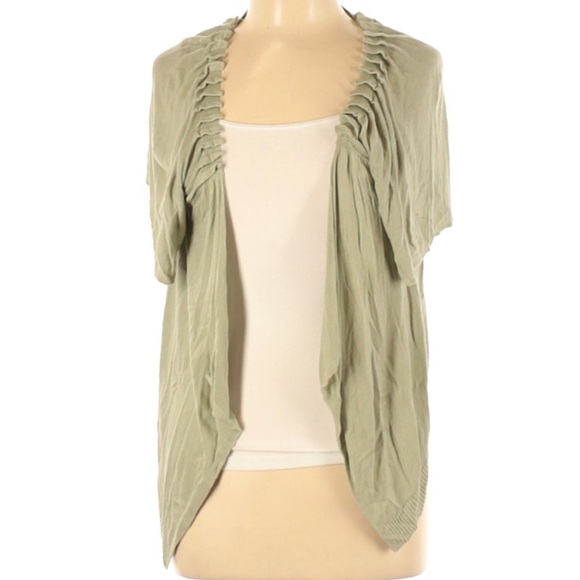 Relativity Sweaters - Relativity Boho Short Sleeve  Light Green Cardigan